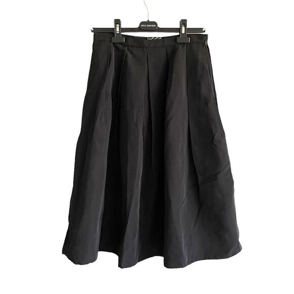 LORD & TAYLOR 424 FIFTH Black Pleated Flare Midi Skirt 4 - Picture 2 of 8